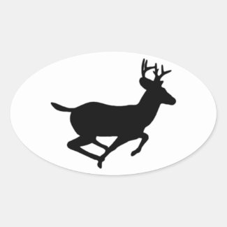 Running White Tail Deer Logo Oval Sticker