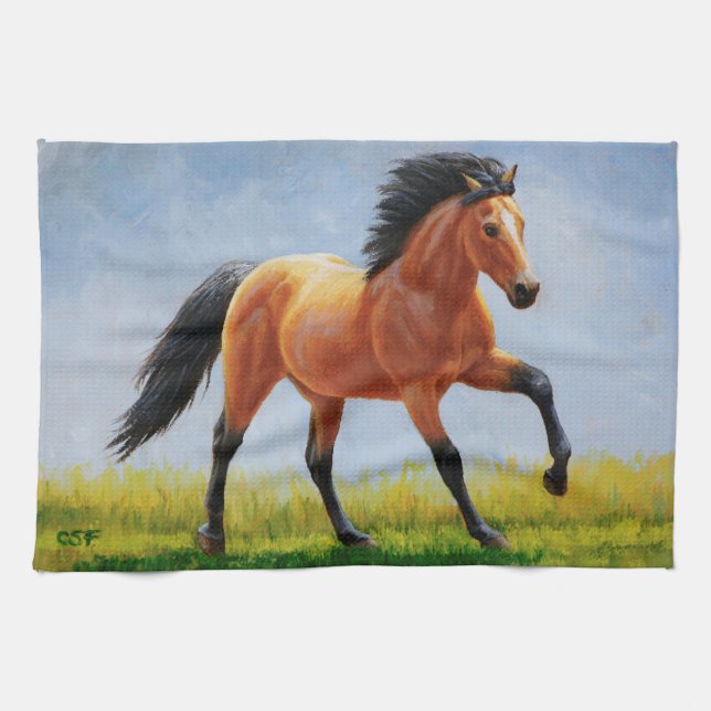 Running Wild Buckskin Horse Kitchen Towel (Horizontal)