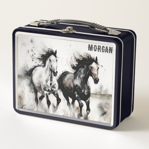 Running Wild Horses Custom School Metal Lunch Box