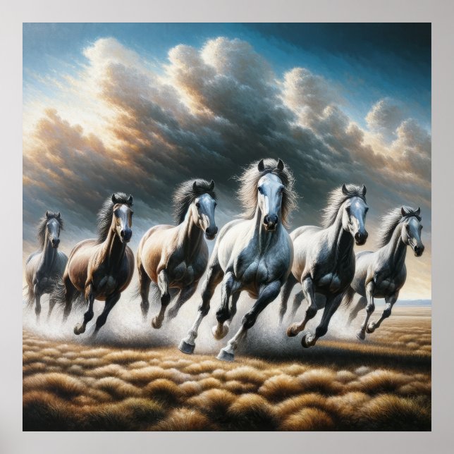 Running Wild Horses - Dynamic Nature Art Print (Front)