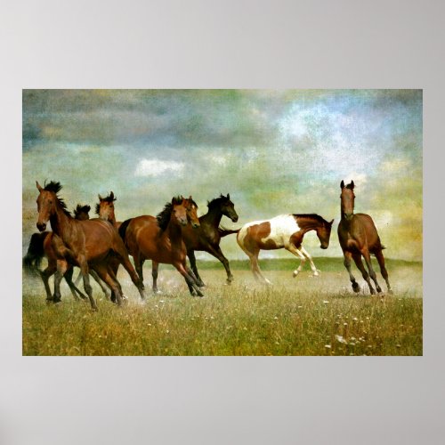 Running Wild Horses _ Vintage Creative Art Poster