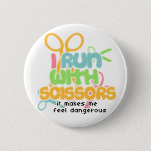Running With Scissors Pinback Button (Front)