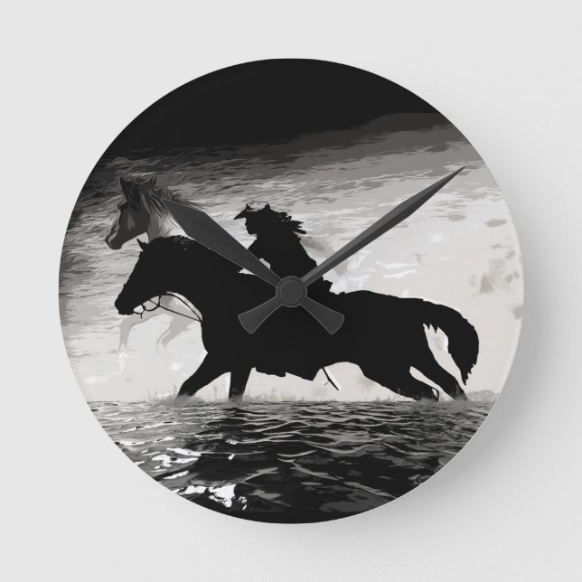 Running with Spirits - Horses  Round Clock (Front)