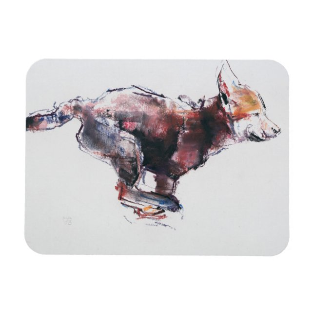 Running wolf pup magnet (Horizontal)