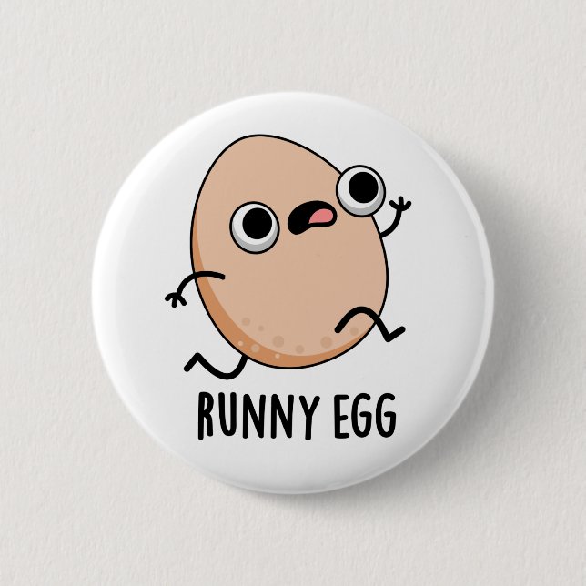 Runny Egg Funny Running Egg Pun  Button (Front)