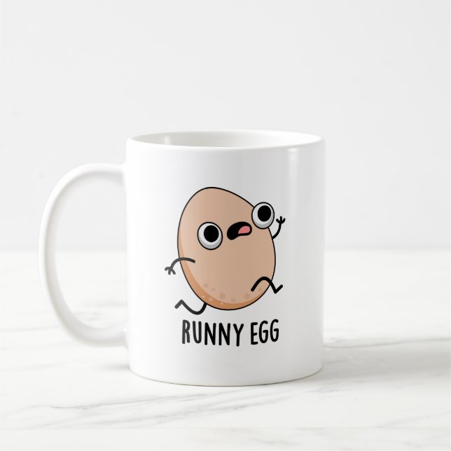 Runny Egg Funny Running Egg Pun  Coffee Mug (Left)