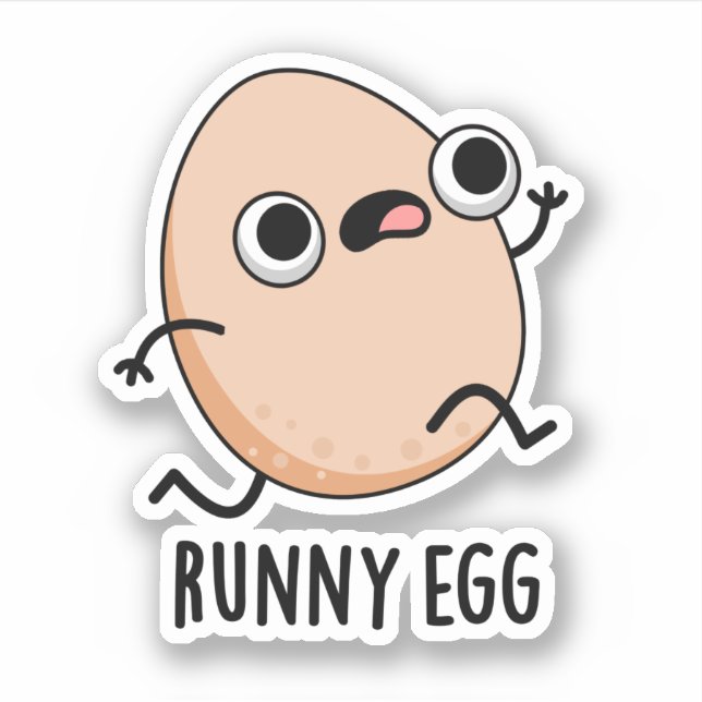 Runny Egg Funny Running Egg Pun  Sticker (Front)