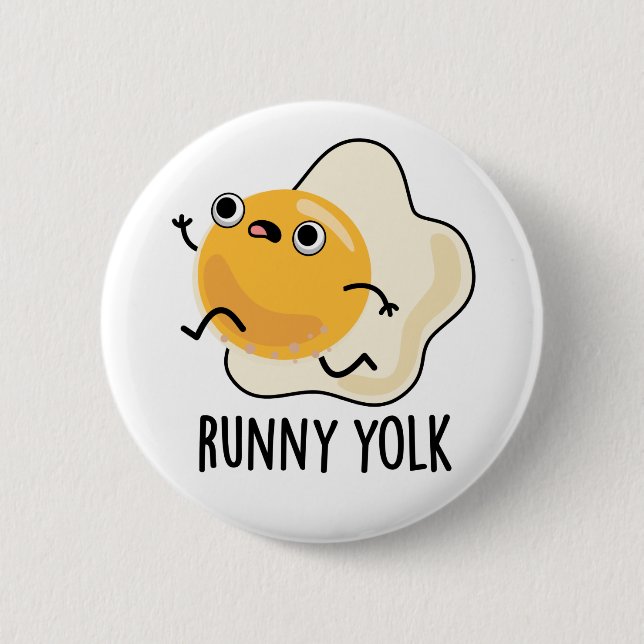 Runny Yolk Funny Food Egg Pun Button (Front)