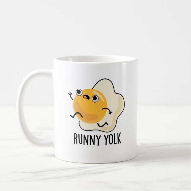 Runny Yolk Funny Food Egg Pun Coffee Mug (Left)