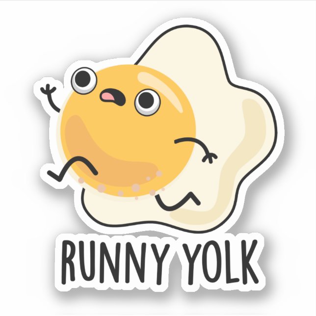 Runny Yolk Funny Food Egg Pun Sticker (Front)