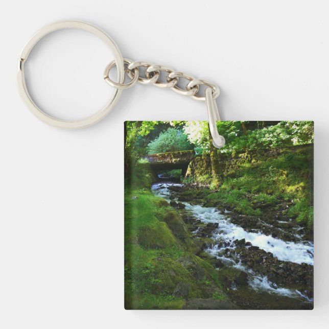 Runoff from Wahkeena Falls, Oregon Keychain (Front)