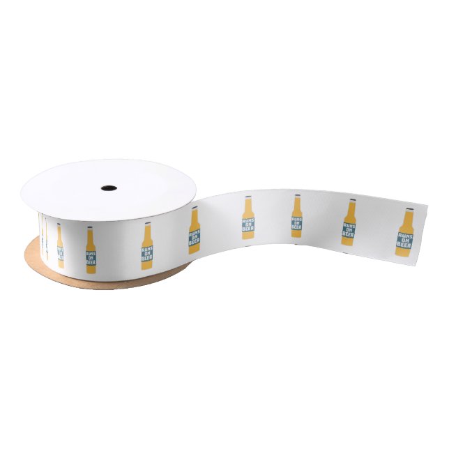 Runs on Beer Bottle Zcy3l Satin Ribbon (Spool)