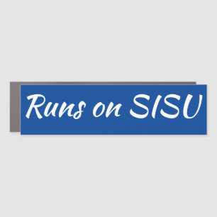 Runs on SISU Car Magnet (Blue; Rectangle)