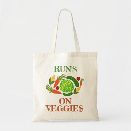 runs on veggies tote bag design