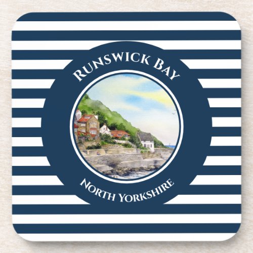 Runswick Bay North Yorkshire England Watercolor Beverage Coaster