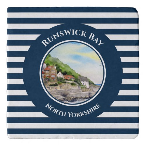 Runswick Bay North Yorkshire England Watercolor Trivet