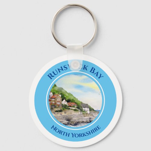 Runswick Bay North Yorkshire England Watercolour Keychain