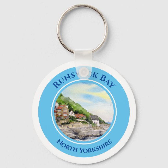 Runswick Bay North Yorkshire, England Watercolour Keychain (Front)