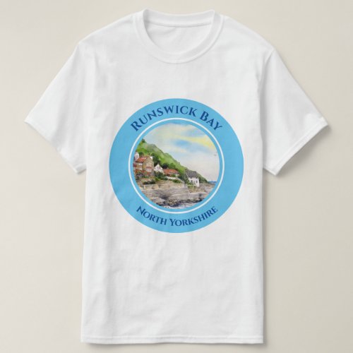 Runswick Bay North Yorkshire England Watercolour T_Shirt