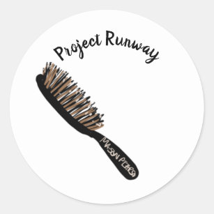 Runway Fashion & Model Catwalk Black Hairbrush Classic Round Sticker
