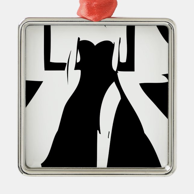 Runway model in fashionable gown metal ornament (Front)