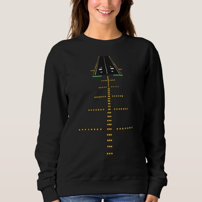 Runway Night View Aviation Airport Lights Sweatshirt (Front)
