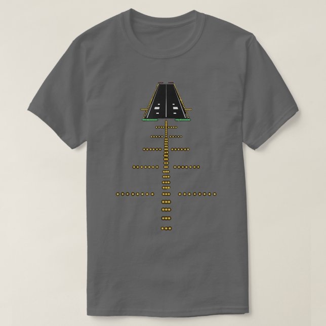 Runway Night View Aviation Airport Lights T-Shirt (Design Front)