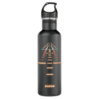 Runway Night View Aviation Stainless Steel Water Bottle