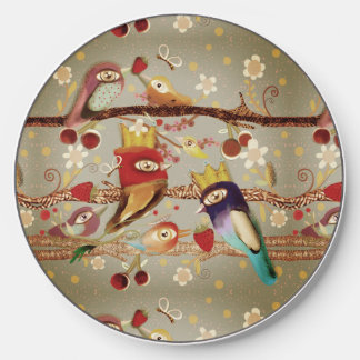Rupydetequila birds cherries strawberry whimsical wireless charger
