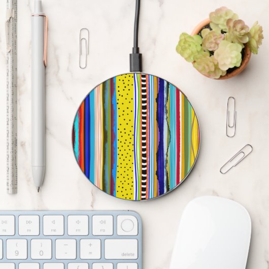 Rupydetequila handpainted lines wireless charger (Desk)