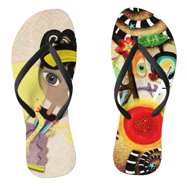 Rupydetequila Shoe Original Illustrations Flip Flops (Footbed)