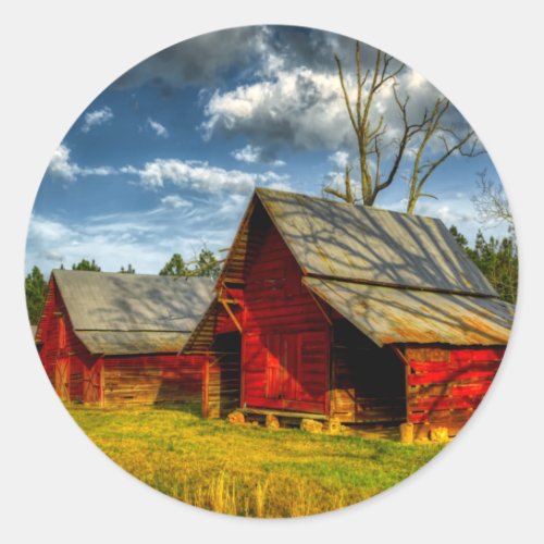 Rural America Red Barn  Classic Round Sticker