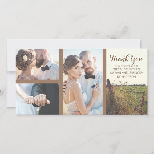Rural Barbed Wire Fence Rustic Wedding Thank You Card