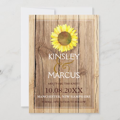 Rural Barnwood Watercolor Sunflower Save the Date