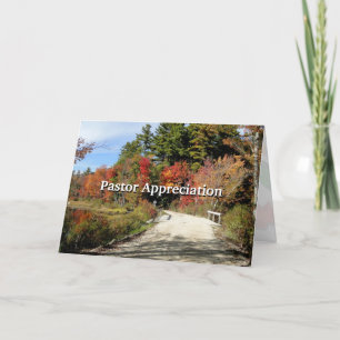 Rural Bridge in Fall Pastor Appreciation Scripture Letterpress Thank You Card