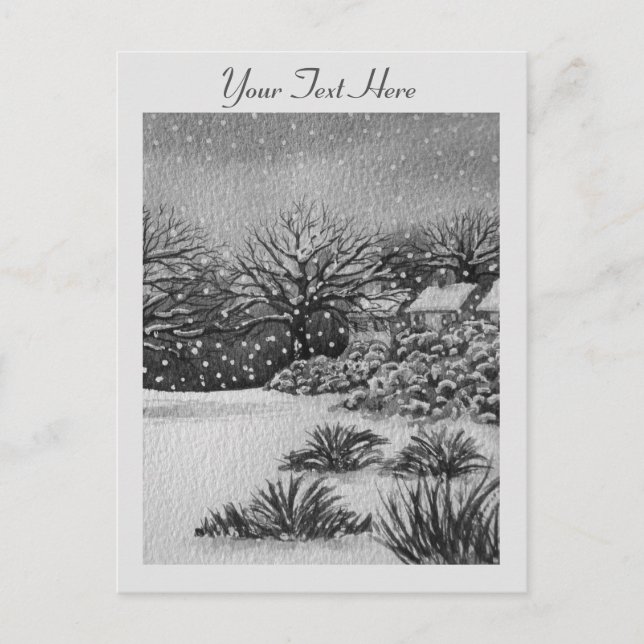 rural cottages snow scene at christmas holiday postcard (Front)