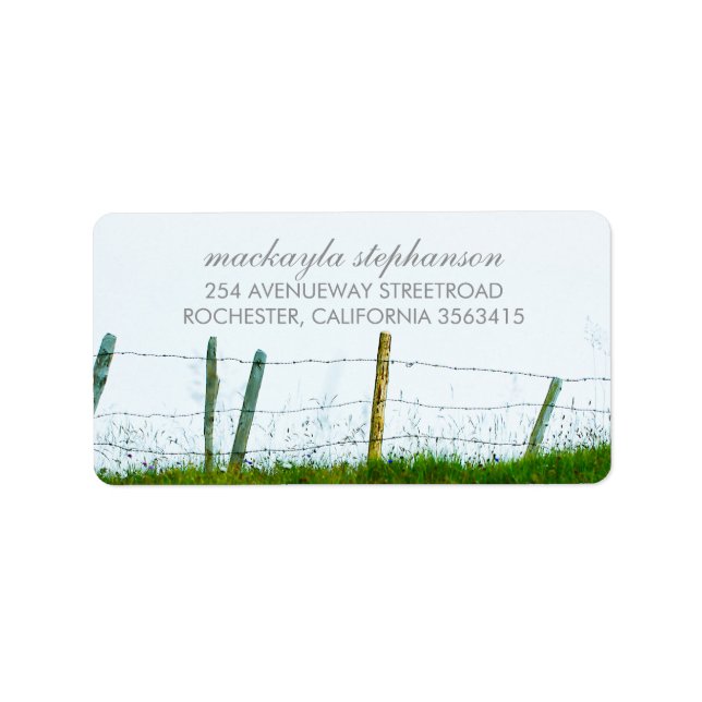 Rural Country Fence Rustic Wedding Label (Front)