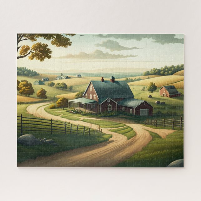 Rural Country, Rolling Hills, Farm Jigsaw Puzzle (Horizontal)