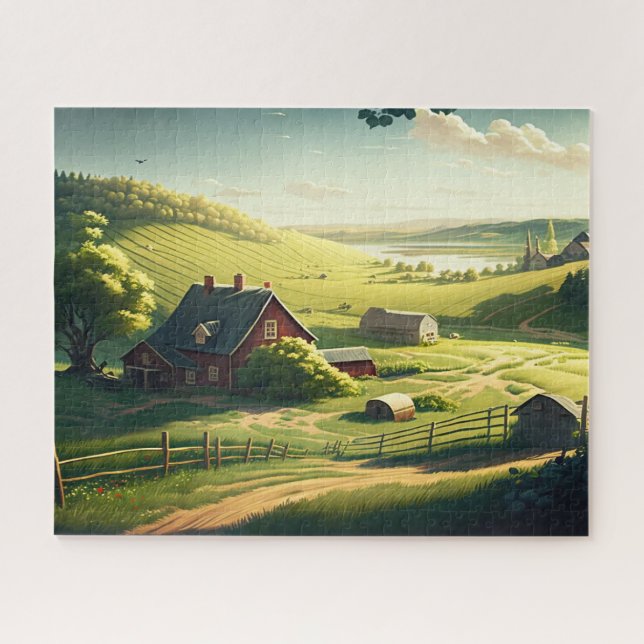 Rural Country, Rolling Hills, Farm Jigsaw Puzzle (Horizontal)