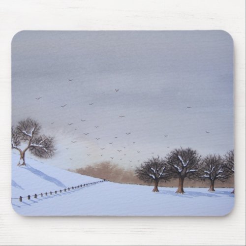 rural countryside landscape snow scene art mouse pad