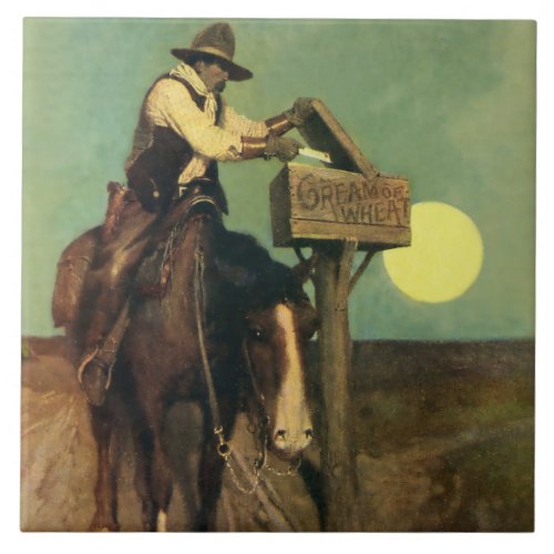 Rural Delivery Western Art by NC Wyeth Ceramic Tile