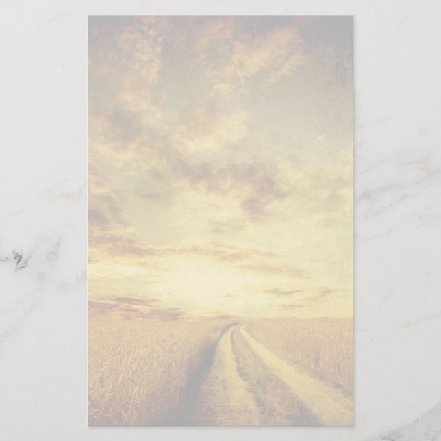 Rural dirt road through the field stationery (Front)