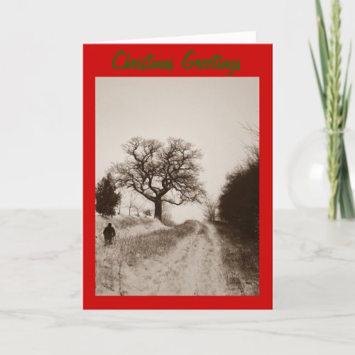 rural english country lane snow scene christmas holiday card