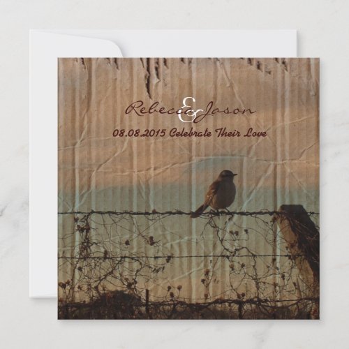 Rustic vintage farm fence country wedding personalized invite