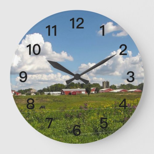 Rural Farm Photograph Large Clock