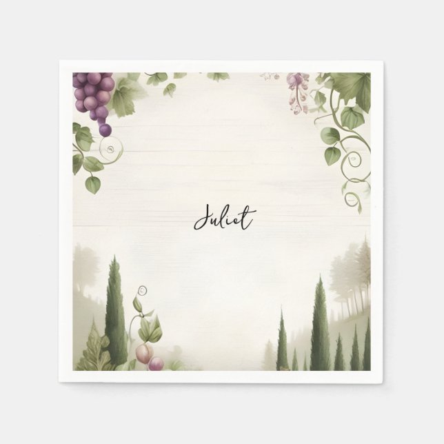 Rural Farm Wood Seed Ivy Vineyard Bridal Shower Napkins (Front)