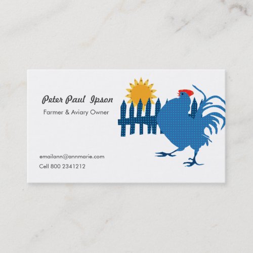 Rural Farmer Country Rooster with Sunshine Business Card Templates