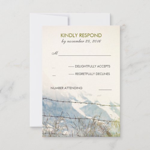 Rural Fence Barbed Wire Rustic Wedding RSVP