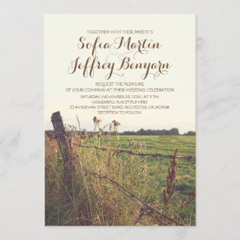 Rural Fence Country Rustic Wedding Invitation by jinaiji at Zazzle