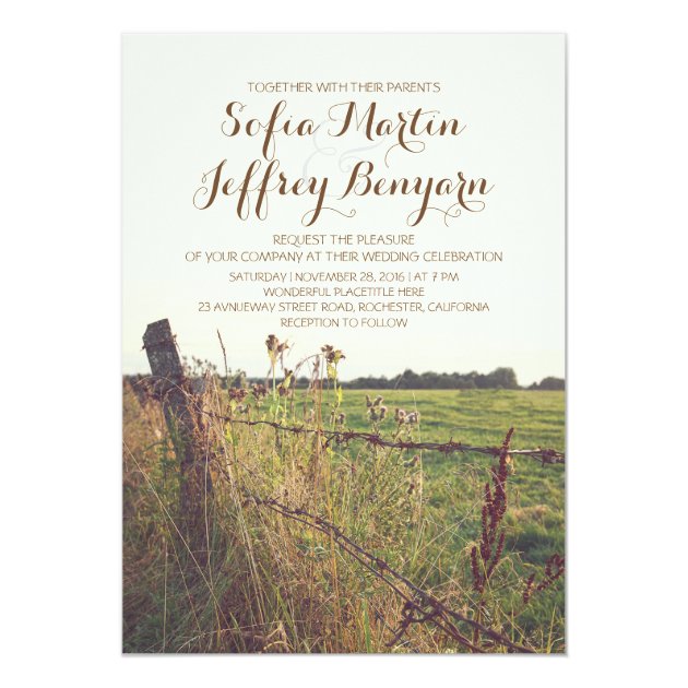 Rural Fence Country Rustic Wedding Invitation